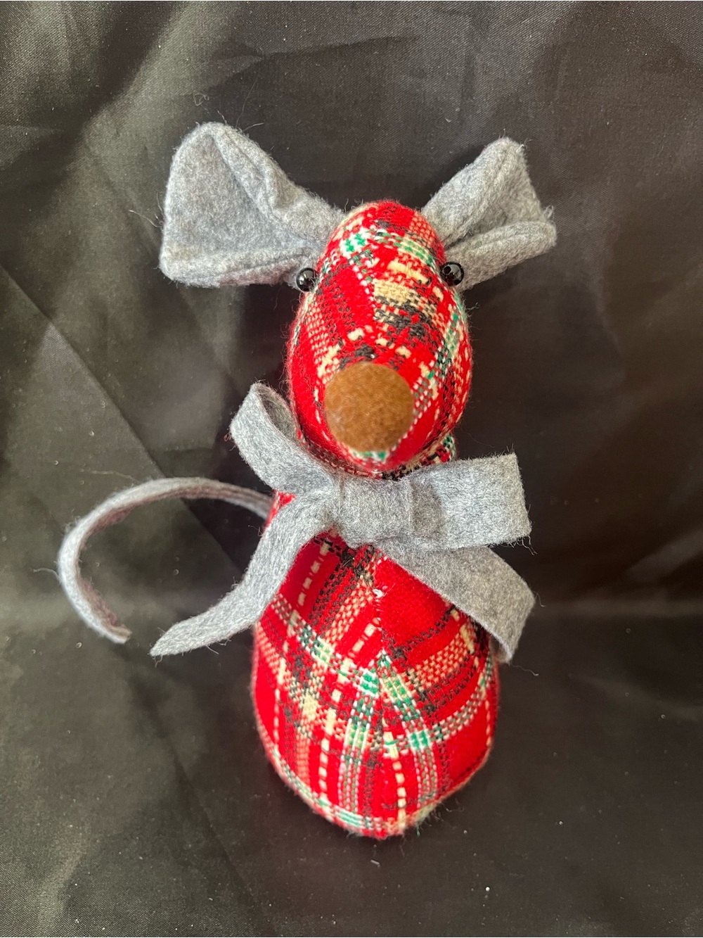 Handmade Red Plaid Mouse Weighted Decor/Doorstop